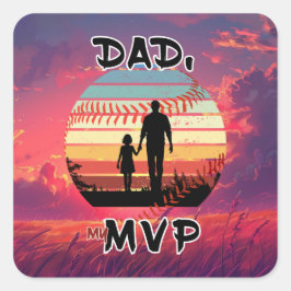 Pap, mijn MVP - Meisje en papa Vierkante Sticker