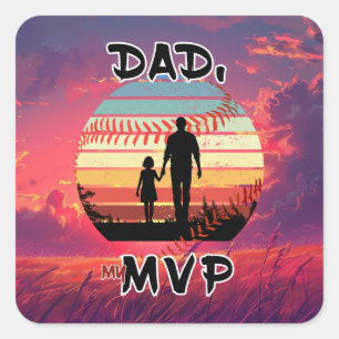 Pap, mijn MVP - Meisje en papa Vierkante Sticker