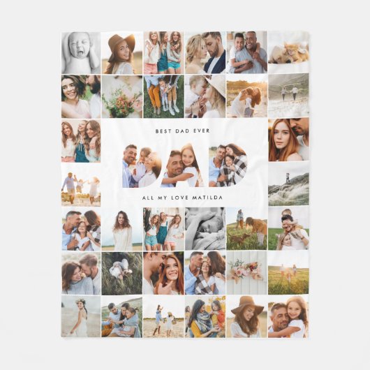 Pap moderne multi-fotovaders dag zwart wit fleece deken (Voorkant)