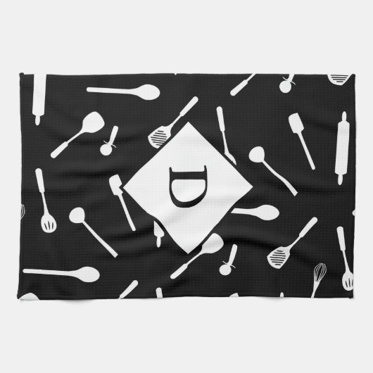 Pap Monogram Black Kitchen Towel Theedoek (Horizontaal)