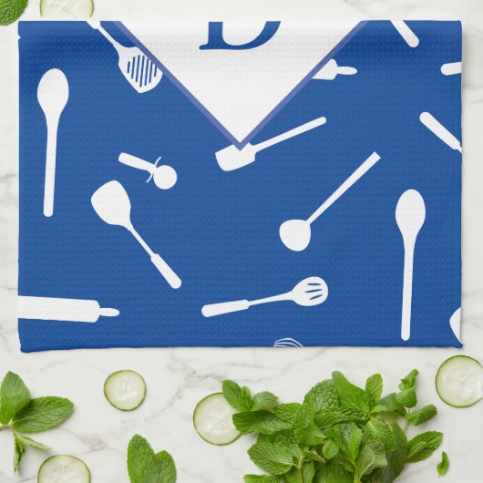 Pap Monogram Blue Kitchen Towel Theedoek (Gevouwen)