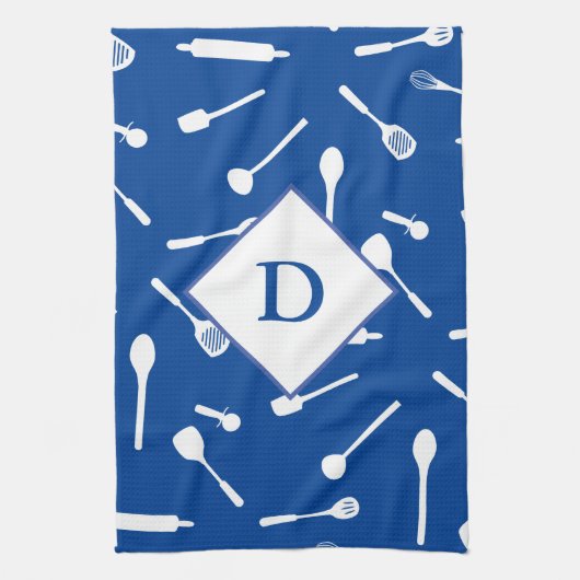 Pap Monogram Blue Kitchen Towel Theedoek (Verticaal)