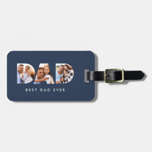 Pap multi-foto typografie blauw-modern bagagelabel