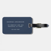 Pap multi-foto typografie blauw-modern bagagelabel (Achterkant horizontaal)