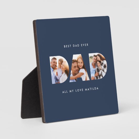 Pap multi-foto typografie blauw-modern fotoplaat (Voorkant)