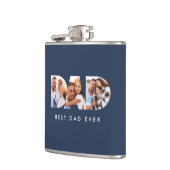 Pap multi-foto typografie blauw-modern heupfles (Links)