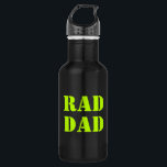Pap neon en zwarte moderne typografie cool waterfles<br><div class="desc">Papa neon en zwarte moderne typografie koelen roestvrij stalen flesje.</div>