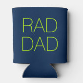 Pap neon-groen en marineblauw minimalistisch blikjeskoeler (Achterkant)