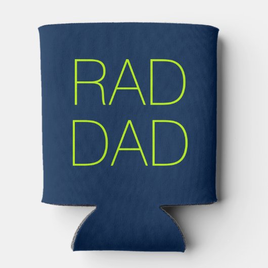 Pap neon-groen en marineblauw minimalistisch blikjeskoeler (Achterkant)