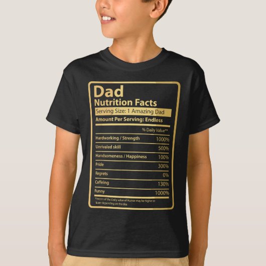 Pap Nutrition Facts Vaderdag Gift for Dad T-shirt (Voorkant)