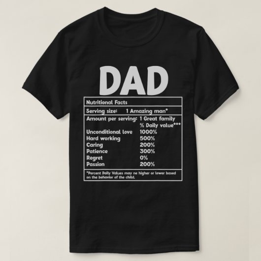 Pap Nutritional Facts Funny vaderdag T-shirt (Design voorkant)