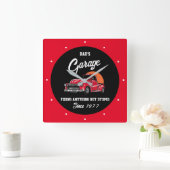 Pap of elke naam Garage Red Chevy Truck Slogan Vierkante Klok (Huis)