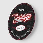 Pap of elke naam Garage Red Neon Effect Funny Grote Klok (Hoek)
