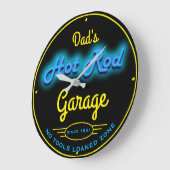 Pap of enige naam Garage Blue Faux Neon Effect Grote Klok (Hoek)