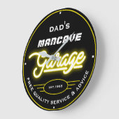 Pap of Naam Mancave Garage Yellow Retro  Grote Klok (Hoek)