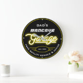 Pap of Naam Mancave Garage Yellow Retro  Grote Klok (Huis)