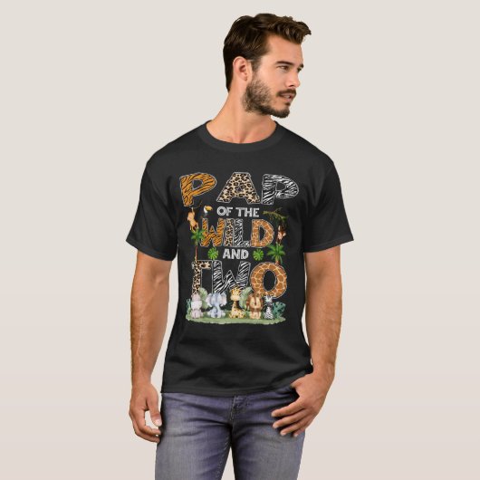 Pap of the Wild en twee Zoo Safari Oerwoud verjaar T-shirt (Voorkant volledig)