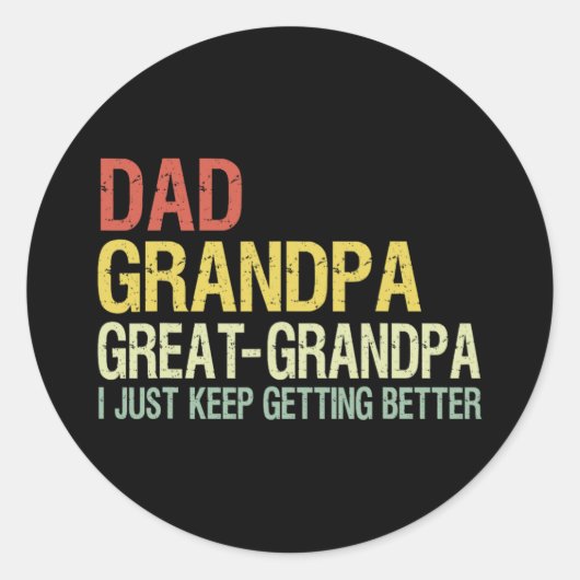 Pap Opa Grote Opa Grappige Vaders Dag Opa Ronde Sticker (Voorkant)