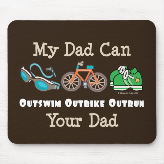 Pap Outzwemm Outbike Outrun Triathlon Mousepad Muismat (Voorkant)