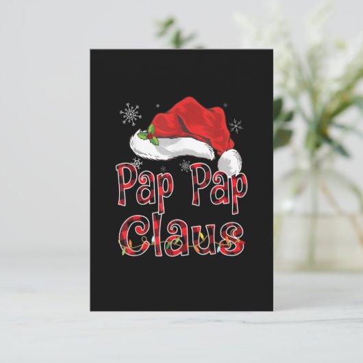 Pap Pap Claus Shirt kerstlampjes Pajama RSVP Kaartje (Staand voorkant)