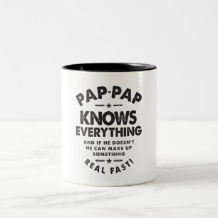 Pap-Pap kent alles - Ideaal voor Grandpas Tweekleurige Koffiemok