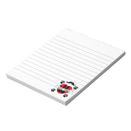 Pap Paw en rode harttekening gelijnd Notitieblok (Linkerzijde)