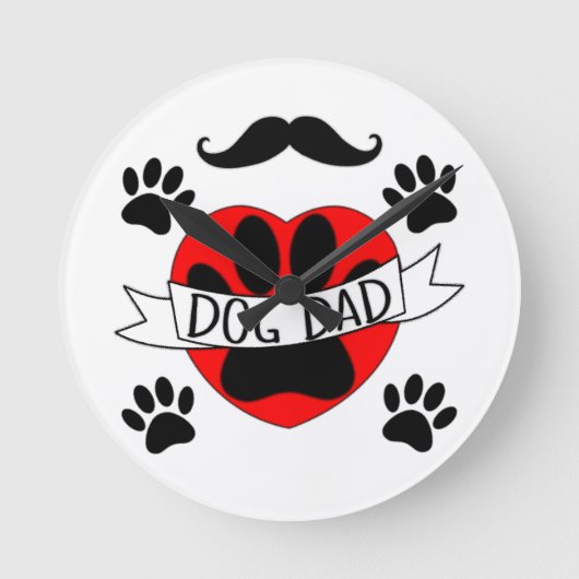 Pap Paw en rode harttekening Ronde Klok (Voorkant)