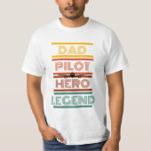 Pap, Piloot, Hero, Legend Vaderdag T-shirt (Voorkant)