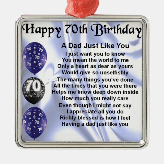 Pap Poem 70th Birthday Metalen Ornament (Voorkant)