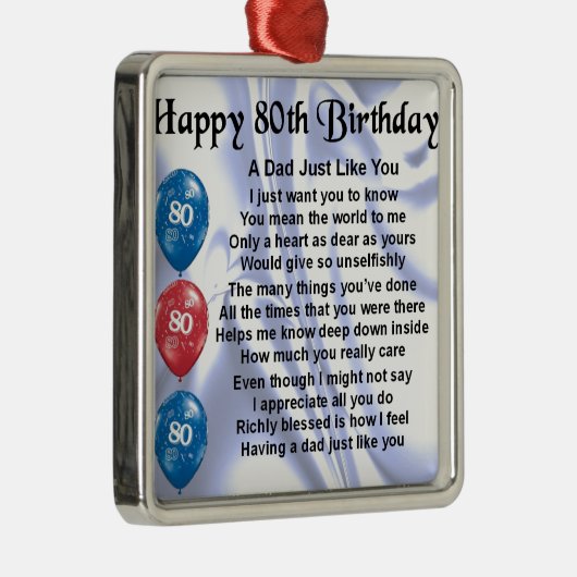 Pap Poem 80th Birthday Metalen Ornament (Rechts)