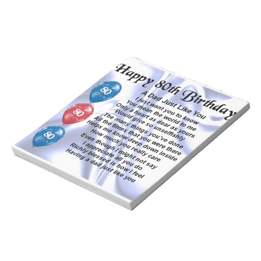 Pap Poem 80th Birthday Notitieblok (Linkerzijde)