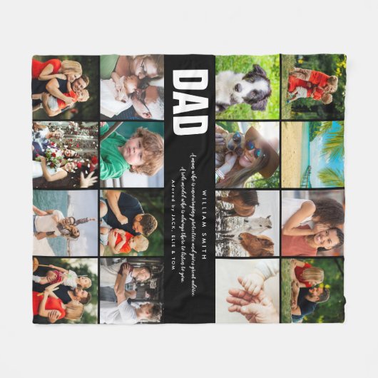 Pap Quote16 Foto Collage Black en White Fleece Deken (Voorkant (Horizontaal))