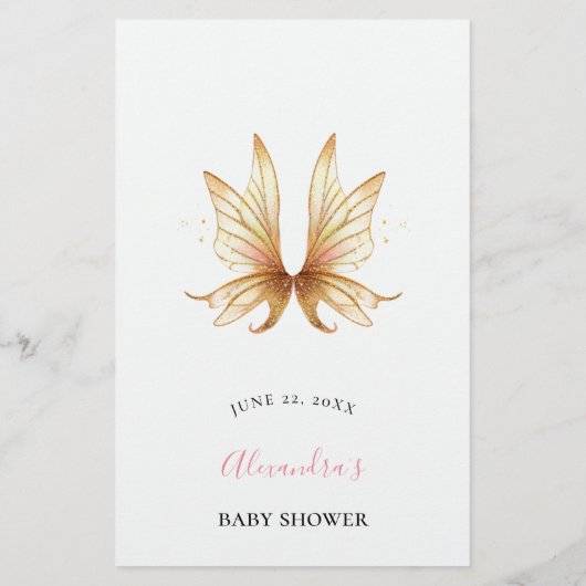 Pap Raad wie Baby shower spel Fairy Princess Flyer (Achterkant)