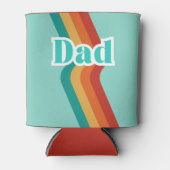 Pap, Retro blauwgroen blauw met strepen Vaderdag Blikjeskoeler (Voorkant)