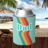 Pap, Retro blauwgroen blauw met strepen Vaderdag Blikjeskoeler