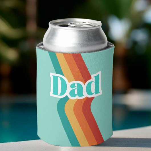 Pap, Retro blauwgroen blauw met strepen Vaderdag Blikjeskoeler