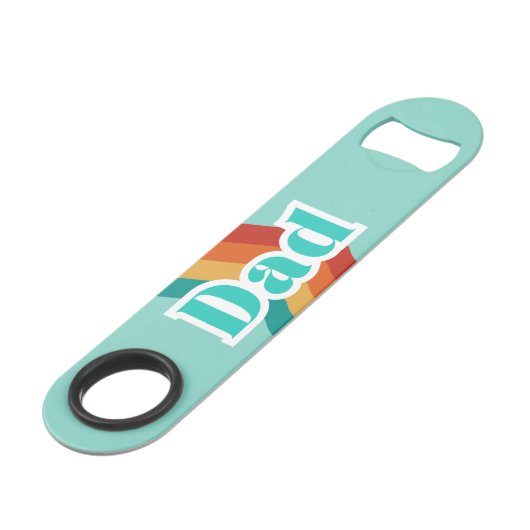 Pap, Retro blauwgroen blauw met strepen Vaderdag Speed Flessenopener (Voorkant Gekanteld)