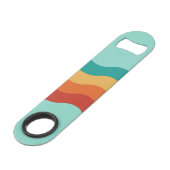 Pap, Retro blauwgroen blauw met strepen Vaderdag Speed Flessenopener (Achterkant Gekanteld)