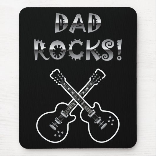 Pap Rocks. Zwarte en witte gitaren Muismat (Voorkant)