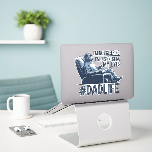 Pap rust ogen grappig citaat cadeau sticker (Laptop op bureau)
