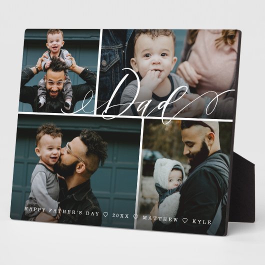 Pap Script | Happy Fathers Day 4 Photo Collage Fotoplaat (Zijkant)