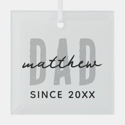 Pap Sinds 20XX Modern Eenvoudig Preppy Glas Ornament (Voorkant)