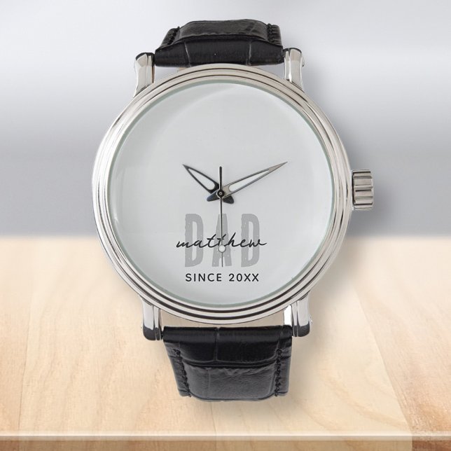 Pap Sinds 20XX Modern Eenvoudig Preppy Horloge (Creator heeft geüpload)
