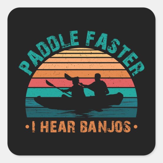 Pap sneller ik hoor banjos vierkante sticker (Voorkant)