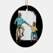 Pap Son Matching Motocross Keramisch Ornament (Rechts)
