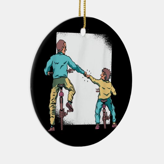 Pap Son Matching Motocross Keramisch Ornament (Rechts)