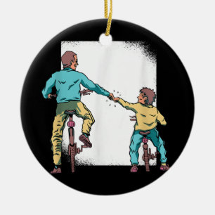 Pap Son Matching Motocross  Keramisch Ornament