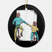 Pap Son Matching Motocross Keramisch Ornament (Links)