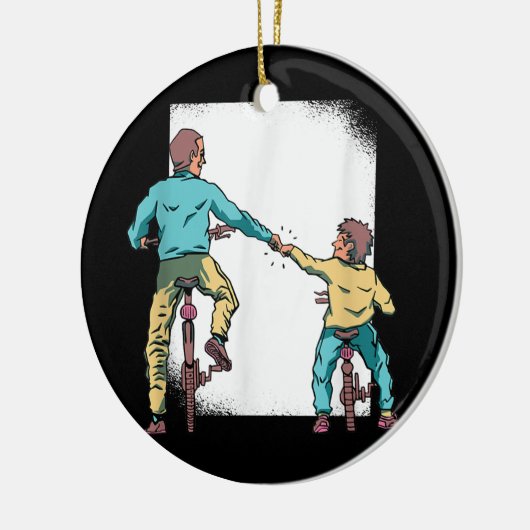 Pap Son Matching Motocross Keramisch Ornament (Links)