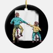 Pap Son Matching Motocross Keramisch Ornament (Achterkant)